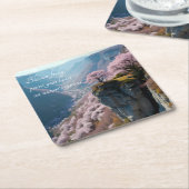 Sakura Mountain Valley Vista - Anime Landscape Kartonnen Onderzetters (Schuin)
