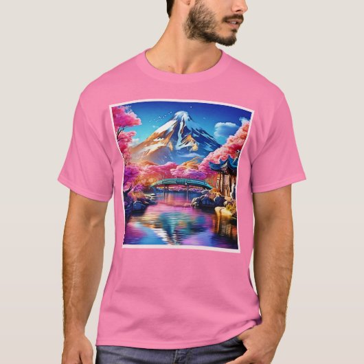 Sakura Mountain: voorjaarsscène T-shirt (Voorkant)