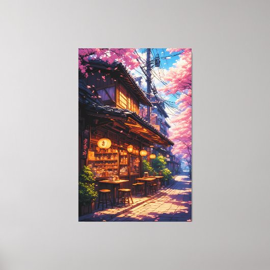Sakura no Machikado - Cherry Blossom Street Canvas Afdruk (Voorkant)