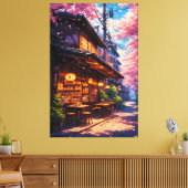 Sakura no Machikado - Cherry Blossom Street Canvas Afdruk (Insitu (Woonkamer))