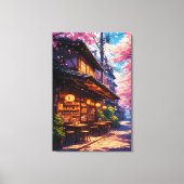 Sakura no Machikado - Kersenbloesemstraat Canvas Afdruk (Voorkant)