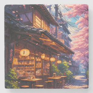 Sakura no Machikado - Kersenbloesemstraat Stenen Onderzetter