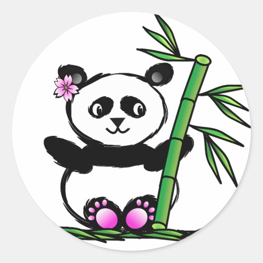 Sakura Panda Ronde Sticker (Voorkant)