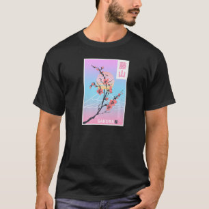 Sakura Pastel Goth Vapor wave Fuji Yama berg T-shirt