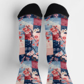 Sakura Patchwork Soks met Blauwe en Roze Elegantie Sokken (Top)