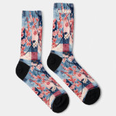 Sakura Patchwork Soks met Blauwe en Roze Elegantie Sokken (Rechts)