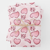 Sakura Petals met Kanji Inpakpapier Vel (In situ)