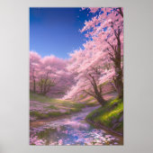 Sakura Petals op het water Poster (Voorkant)
