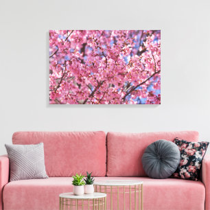 Sakura Pink Cherry Blossom Sky Canvas Afdruk