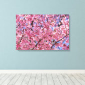 Sakura Pink Cherry Blossom Sky Canvas Afdruk (Insitu (Houten vloer))