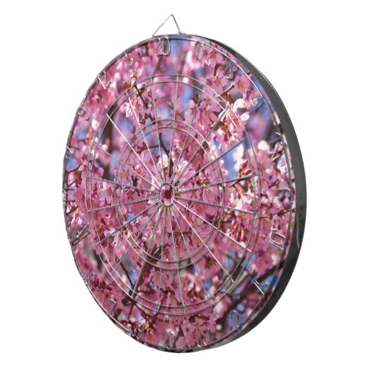 Sakura Pink Cherry Blossom Sky Dartbord (Voorkant Rechts)