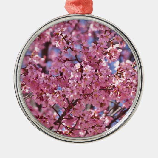 Sakura Pink Cherry Blossom Sky Metalen Ornament (Voorkant)