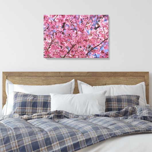 Sakura Pink Cherry Blossom Sky Poster Canvas Afdruk (Insitu (Slaapkamer))
