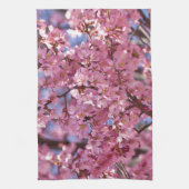 Sakura Pink Cherry Blossom Sky Theedoek (Verticaal)