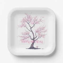 Sakura Pink Cherry Blossom Tree Waterverf Papieren Bordje