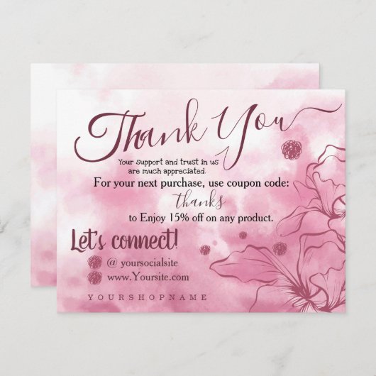 Sakura Pink - Hartelijk dank voor uw bestelkaart Bedankkaart (Voorkant / Achterkant)