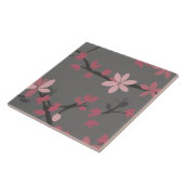 Sakura Pink - Japanse bloemen op donkergrijs Tegeltje (Zijkant)