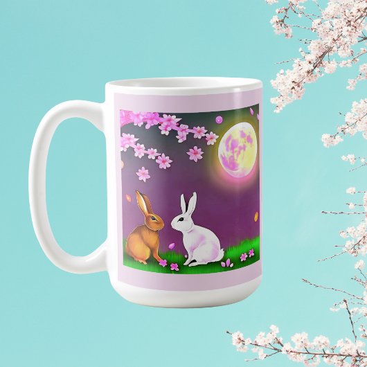 Sakura Rabbits onder Cherry Trees en Pink Moon Koffiemok