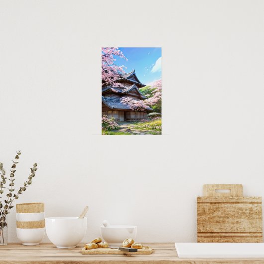 Sakura Retreat, traditioneel platteland Inn Poster (Keuken)