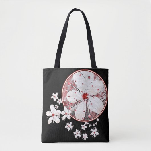 Sakura rode en witte kersenbloesem aziatische bloe tote bag (Voorkant)