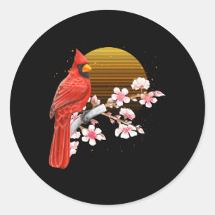 Sakura Rode Kardinaal Birdwatching Kersenbloesem B Ronde Sticker