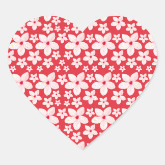 Sakura roze bloem naadloze patroon rode achtergron hart sticker
