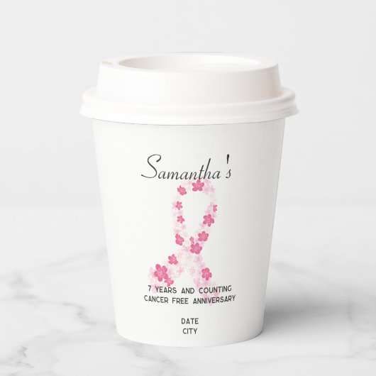 Sakura Roze Borstkanker Fundraiser QR-code Papieren Bekers (Achterkant)