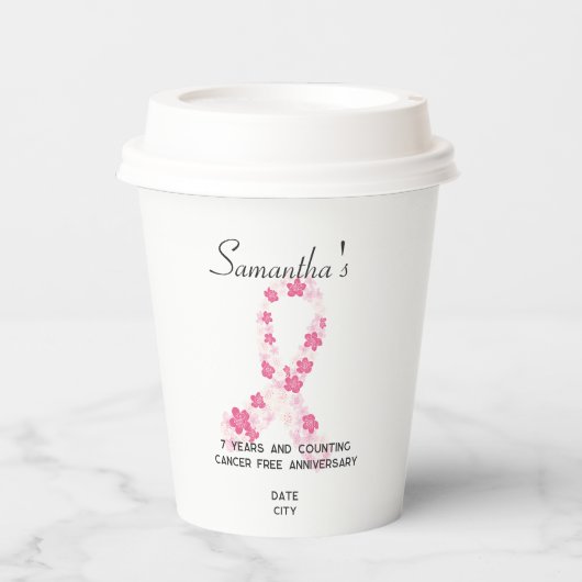 Sakura Roze Borstkanker Fundraiser QR-code Papieren Bekers (Voorkant)