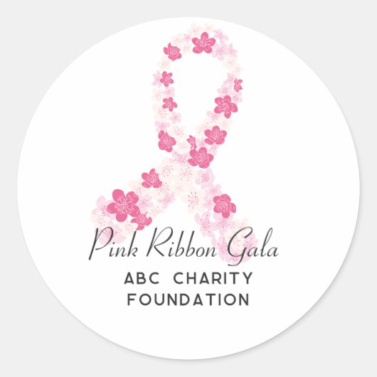 Sakura Roze Borstkanker Fundraiser QR-code Ronde Sticker (Voorkant)