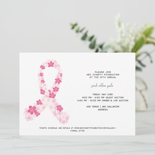 Sakura Roze Borstkanker Overlevende Fundraiser Kaart (Staand voorkant)