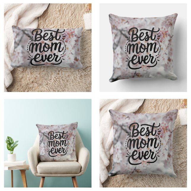 Sakura roze elegante beste mama ooit Moederdag Kussen (Sakura Pink Elegant Best Mom Ever Mother's Day pillows)