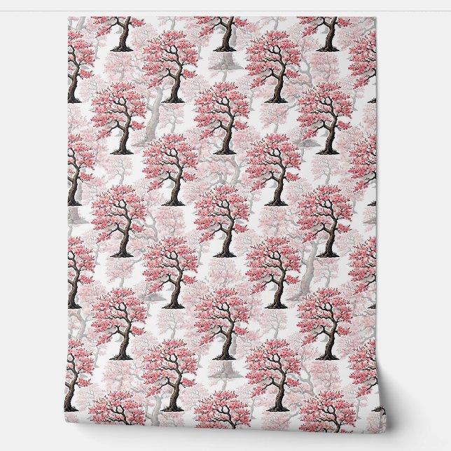 Sakura roze kersenbloesem boomontwerp behang (Afrollen)