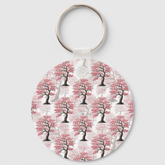 Sakura roze kersenbloesem boomontwerp sleutelhanger (Voorkant)