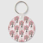 Sakura roze kersenbloesem boomontwerp sleutelhanger (Achterkant)