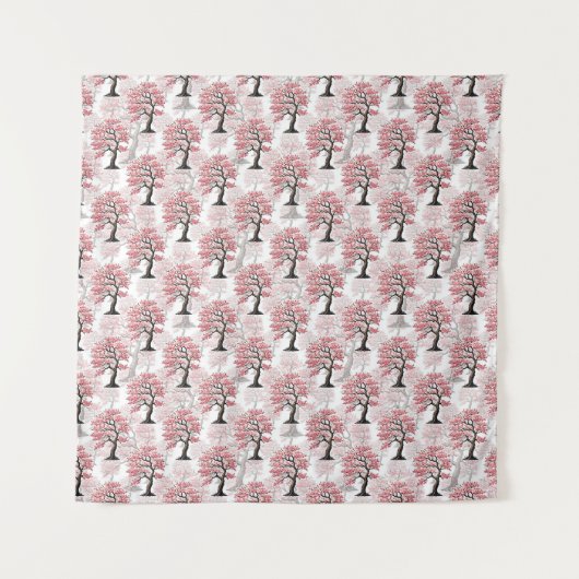 Sakura roze kersenbloesem boomontwerp wandkleed (Voorkant)