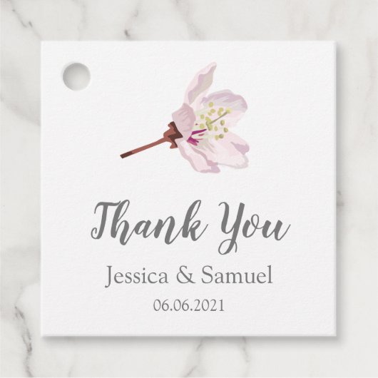 Sakura roze kersenbloesem bruiloft dank u bedankjes labels (Voorkant)