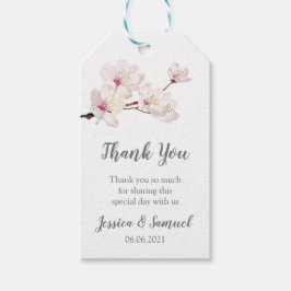 Sakura roze kersenbloesem bruiloft dank u cadeaulabel