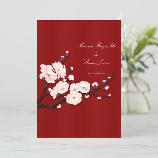 Sakura RSVP trouwuitnodigkaart Kaart (Staand voorkant)