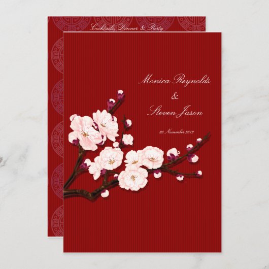 Sakura RSVP trouwuitnodigkaart Kaart (Voorkant / Achterkant)