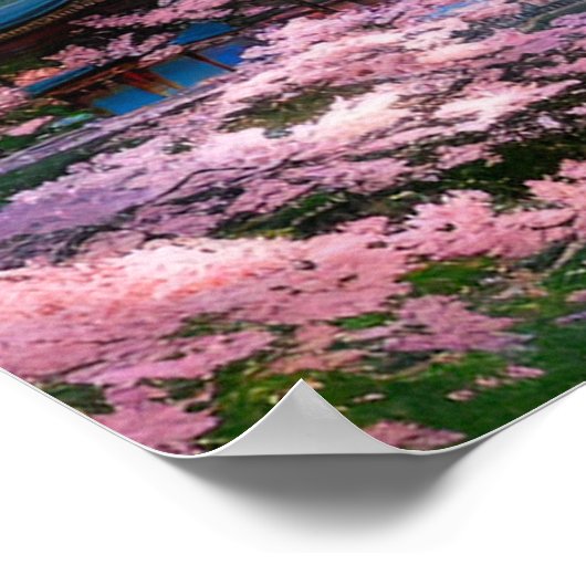 Sakura Sanctuary, traditionele tempel Poster (Hoek)