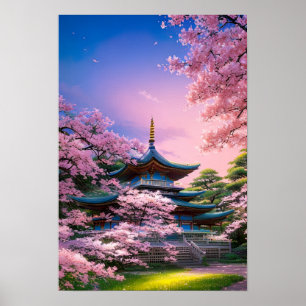 Sakura Sanctuary, traditionele tempel Poster
