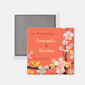 Sakura Save the Date Uitnodiging voor bruiloft Magneet (Voorkant / Achterkant)