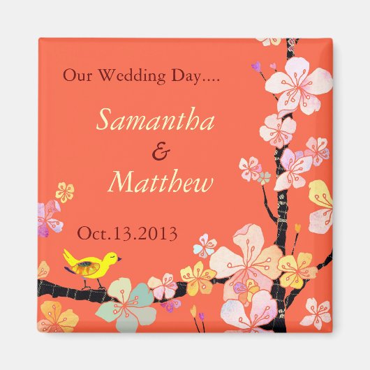 Sakura Save the Date Uitnodiging voor bruiloft Magneet (Voorkant)