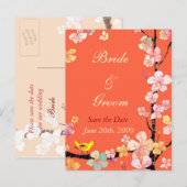 Sakura Save the Date Wedding Briefkaarten (Voorkant / Achterkant)