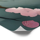 sakura schilderij roze japan pagode gebouw mistig poster (Hoek)