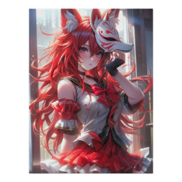 Sakura & Secrets | Schattige Kitsune Vos Scholiere Perfect Poster