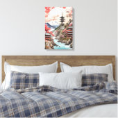 Sakura Serenity - Traditioneel Japans Landschap Canvas Afdruk (Insitu (Slaapkamer))