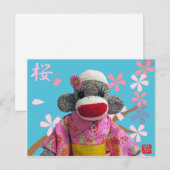 Sakura Sock Monkey Briefkaart (Voorkant / Achterkant)
