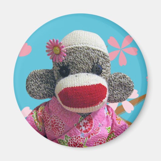 Sakura Sock Monkey Magnet (Voorkant)
