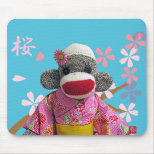 Sakura Sock Monkey Mousepad Muismat